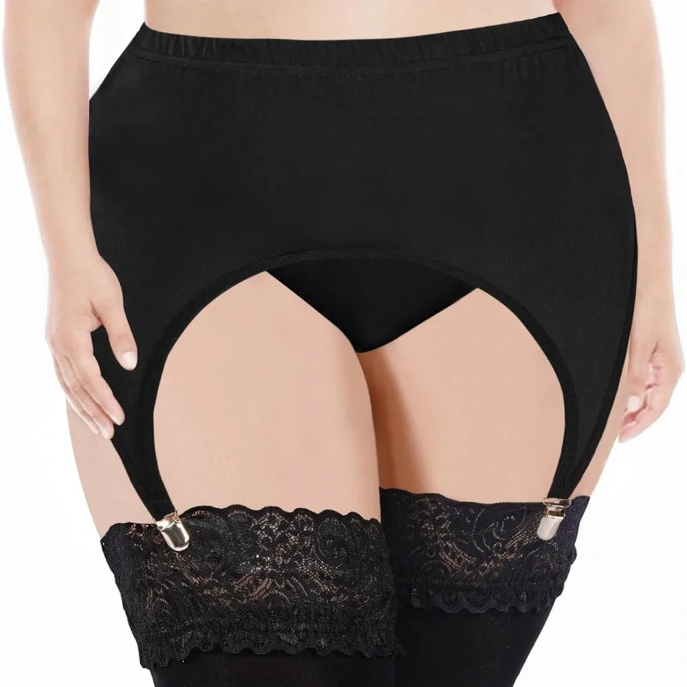 Waist Garter Belts with 4 Vintage Metal Clips for Stockings Women Lingerie L/XL - Picture 3 of 11